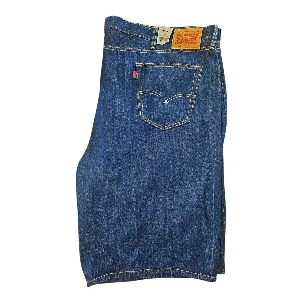 New Levi's 469 Denim Shorts 52X12 Dark Wash Blue Loose Fit JORTS Levis Jeans Big
